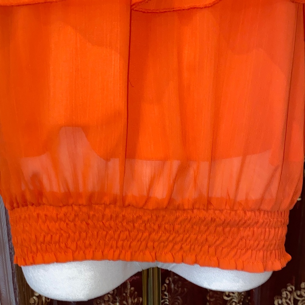 Vibrant Orange Ruffle Blouse - Picture 5 of 17